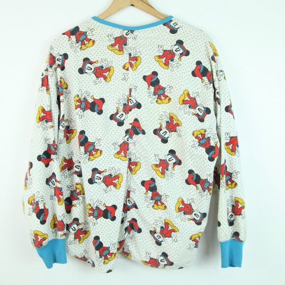 Vintage M L Pajama Top Flannel Mickey & Co Disney 90s Allover Print Cozy Lounge - Picture 9 of 10